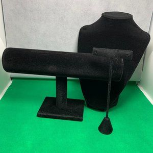 Jewelry Necklace, Bracelet, Earring Display Stands. Black Velvet. (162)